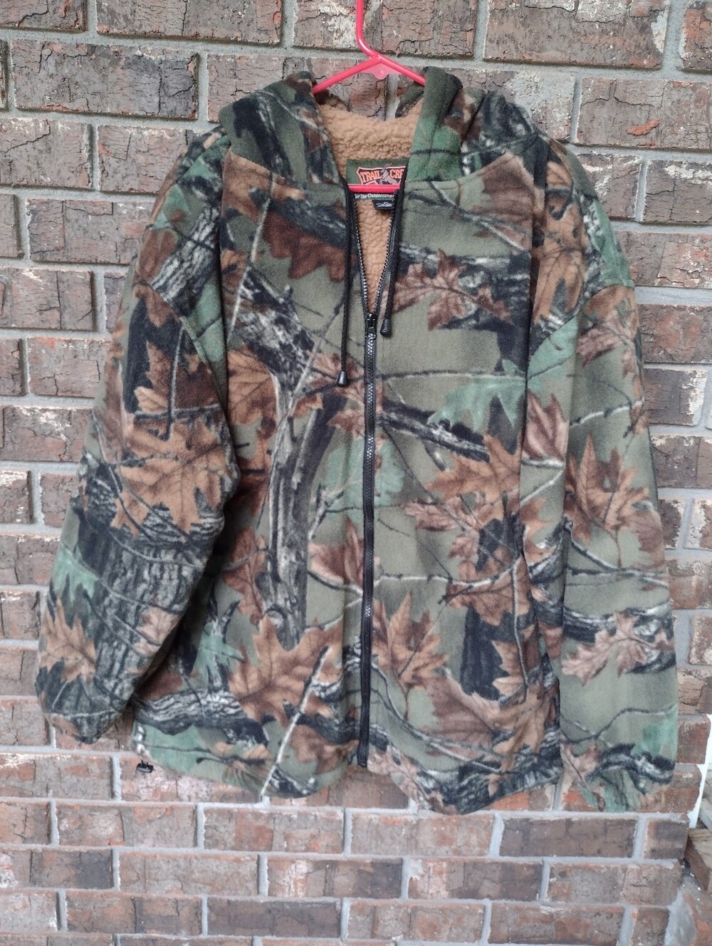 Trail Crest Camo Jacket Men's 2XL Hooded Sherpa Lined Fleece Exterior Pickets